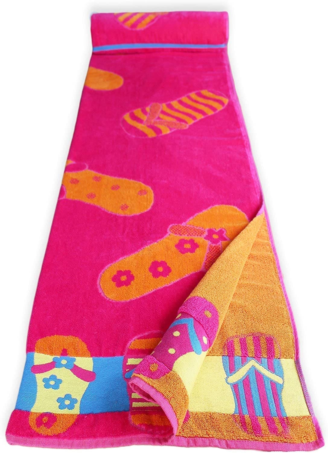 bright pink flip flop beach towel