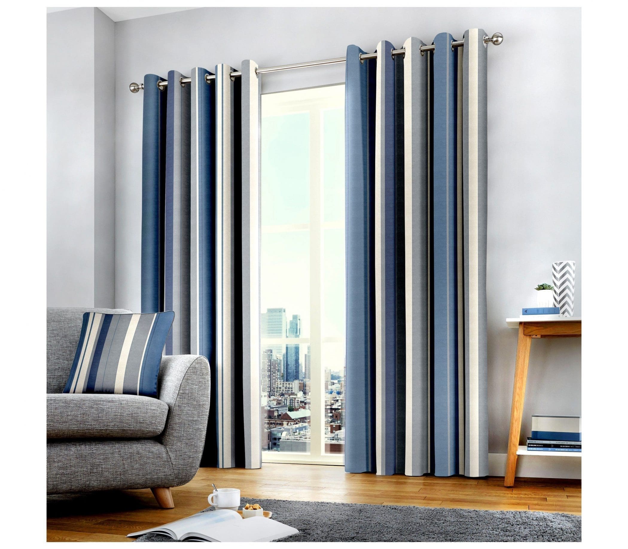 Whitworth Blue Stripe Cushion by Fusion - Image 2