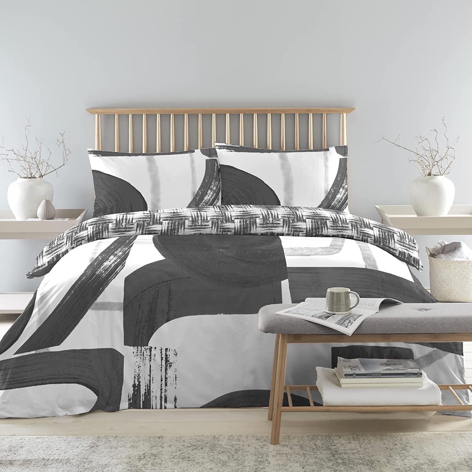 Glyph Charcoal Duvet Sets Cover - Image 2