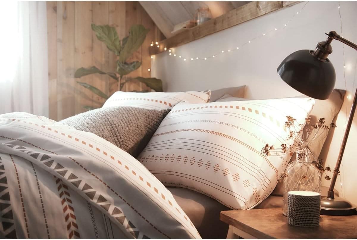 king size bedding set cozy neutral geometric pattern on sale