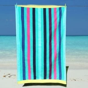 blue striped beach towel